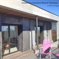 Extension Ossature Bois Couverture EPDM et Terrasse Bois Architecte Hugues TARDIEU